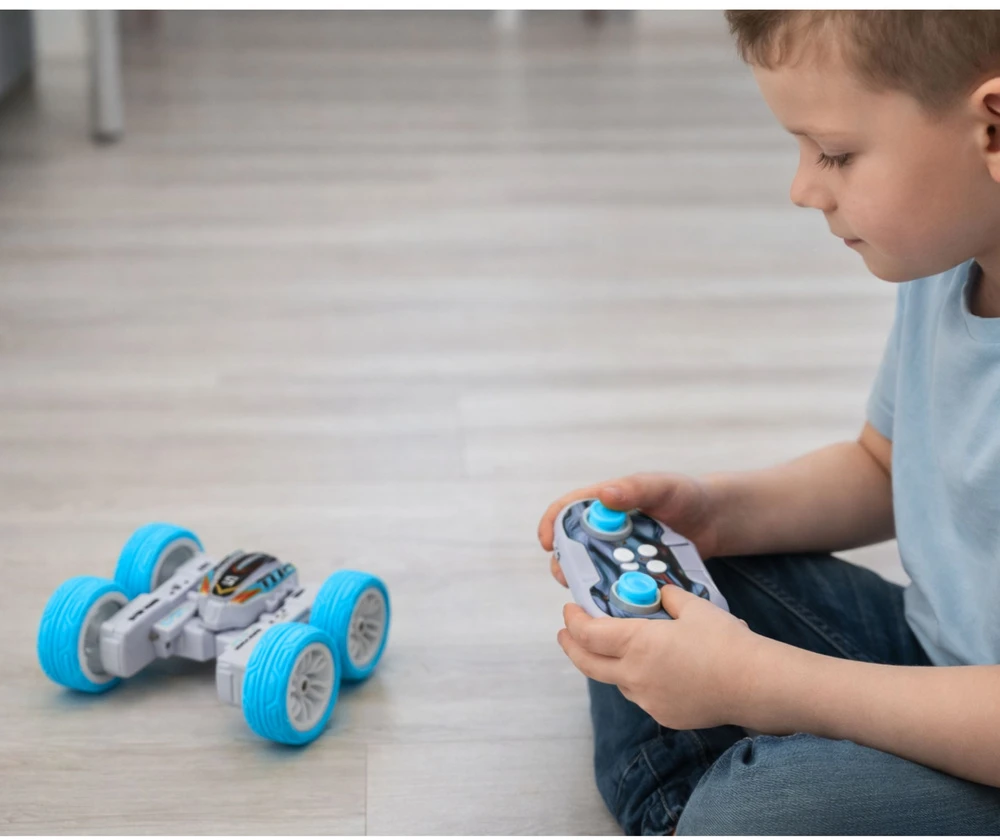Lean Toys Radijo bangomis valdomas akrobatinis automobilis 1:32 mėlynas