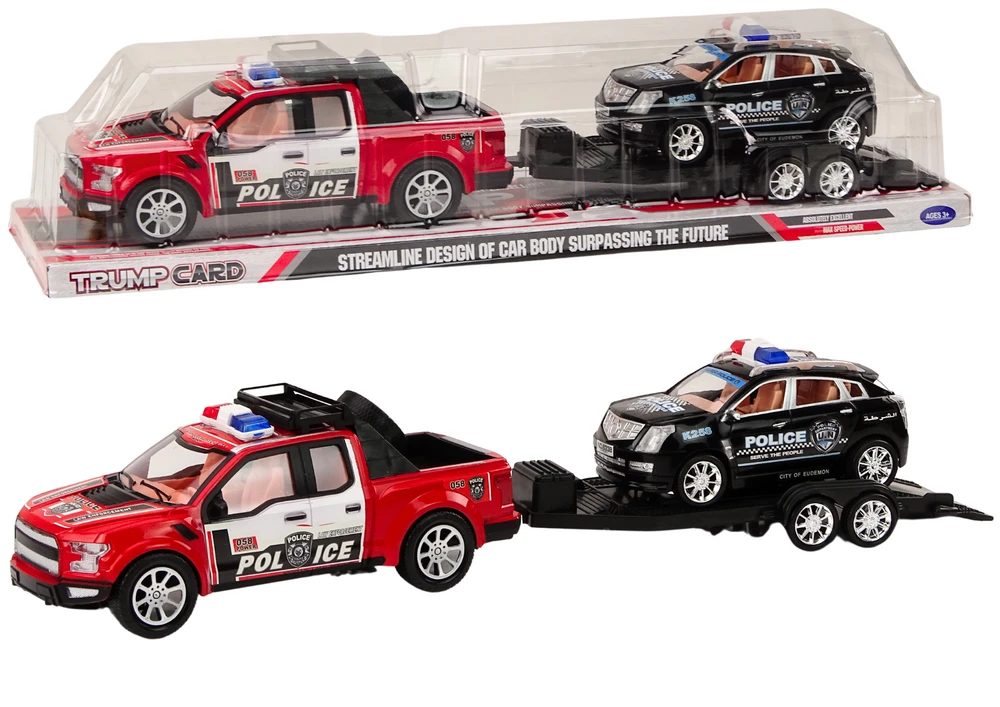 Lean Toys Žaislinis policijos visureigis su priekaba