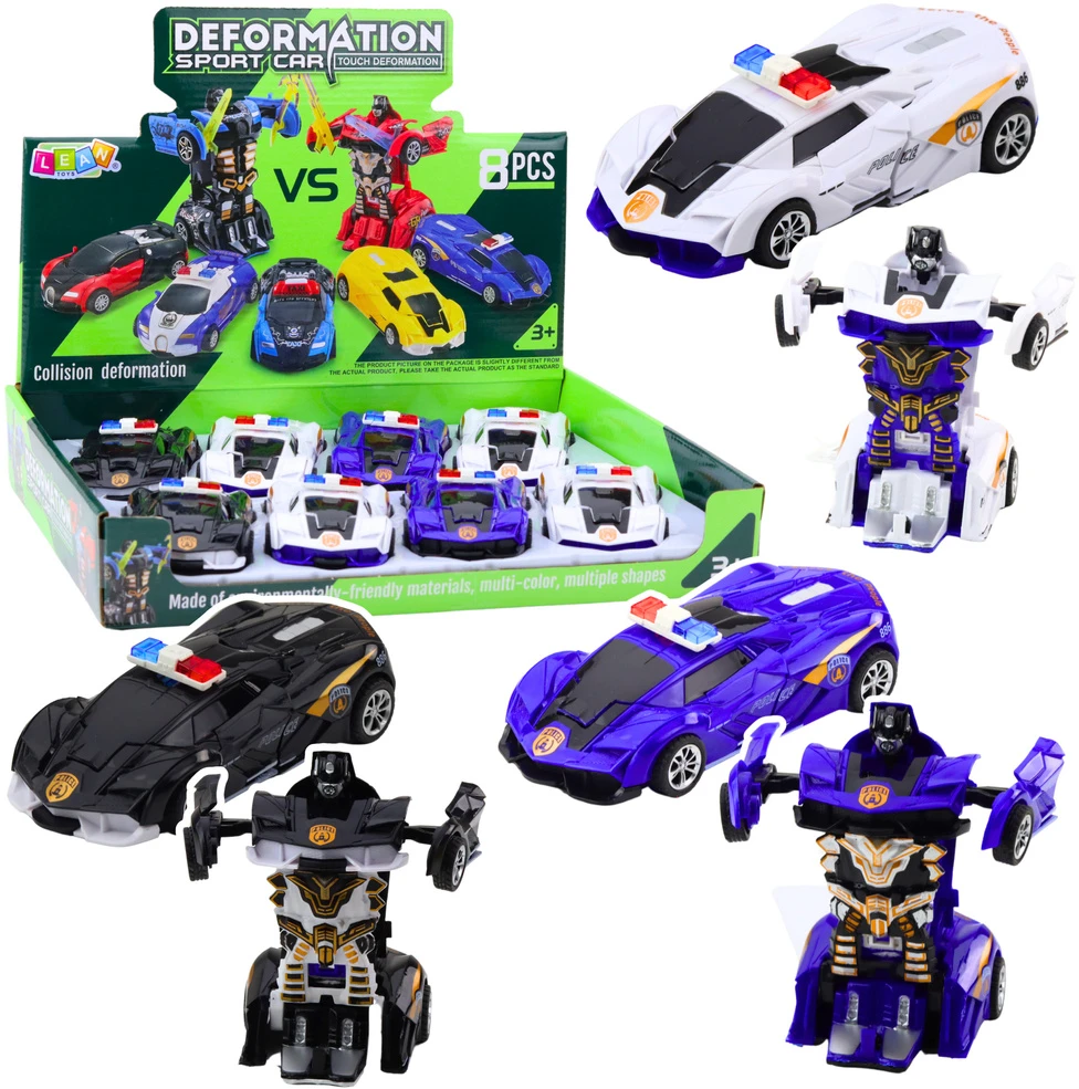 Lean Toys Žaislinis automobilis-robotas 2in1 policijos sportinis