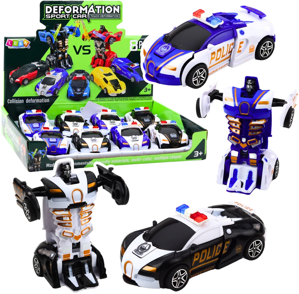 Lean Toys Žaislinis automobilis-robotas 2in1 policijos sportinis