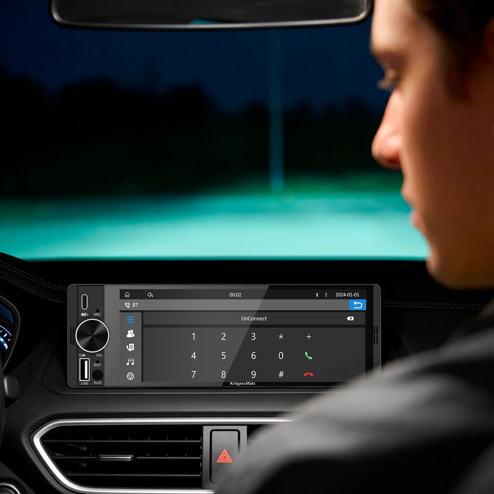 Automagnetola Kruger & Matz KM2016 1DIN CarPlay/AndroidAuto automobilio radijas