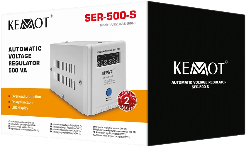 KEMOT SER-500-S automatinis įtampos stabilizatorius, tikslumas 8%