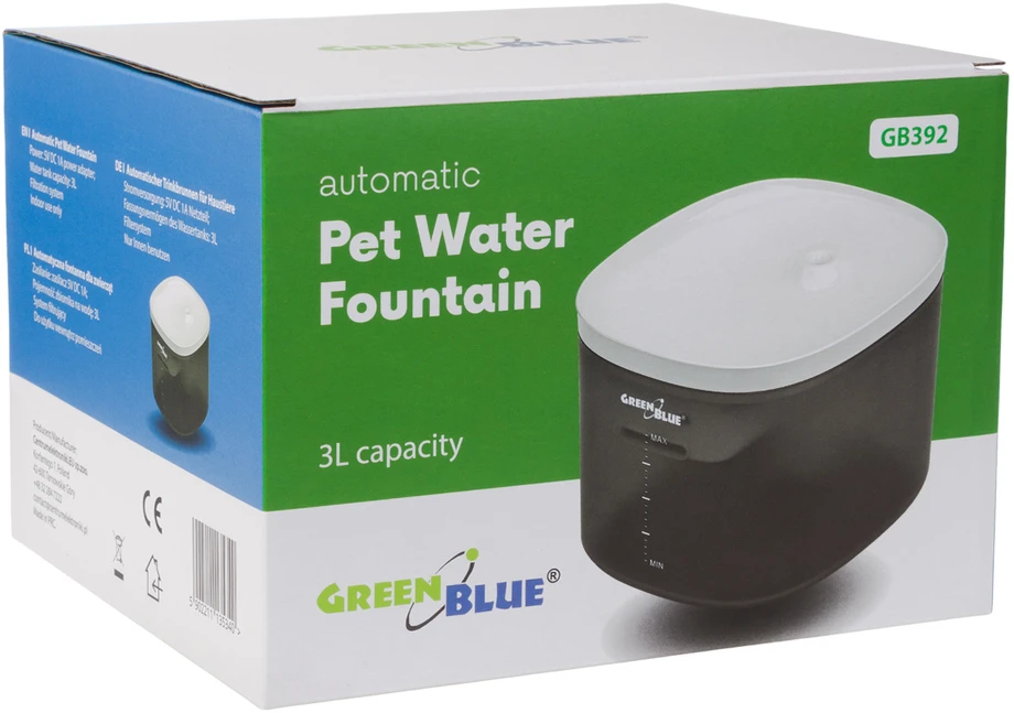 GreenBlue automatinis Vanduo dozatorius / naminių gyvūnėlių girtuoklis, 3L, USB 5V1A, GB392