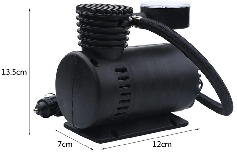 Automobilinis kompresorius, 300 psi, 12 V, E080, mažas, juodas