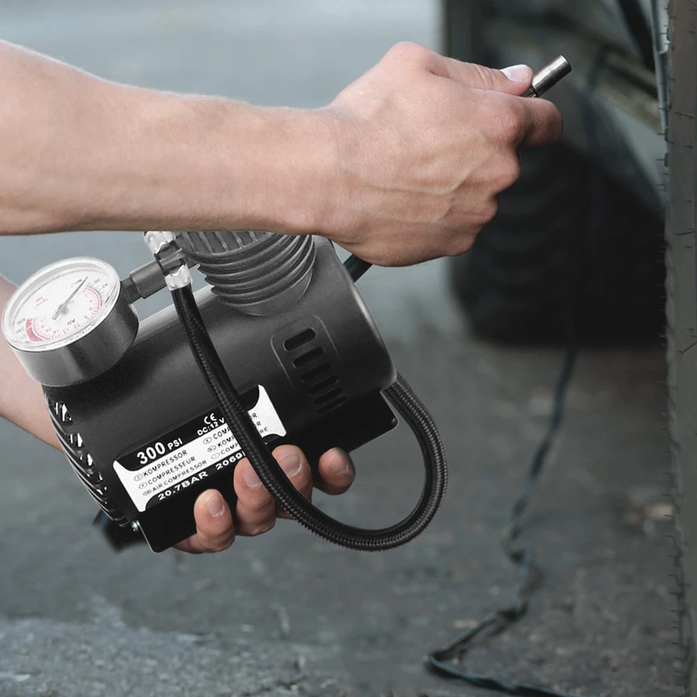 Automobilinis kompresorius, 300 psi, 12 V, E080, mažas, juodas
