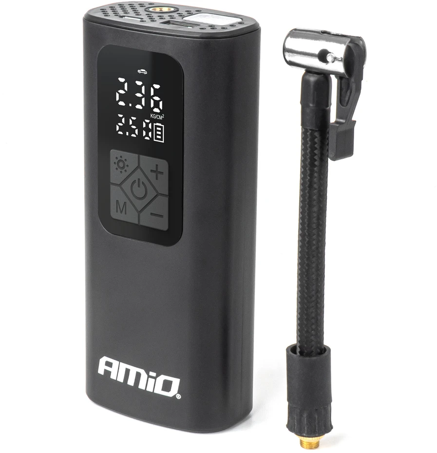 Belaidis automobilinis kompresorius 40 W su LED, powerbank ir USB-C, AMIO-04377