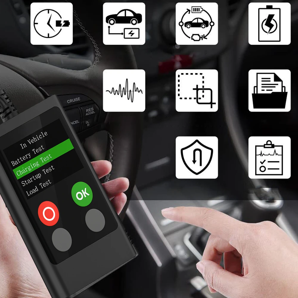 Automobilio akumuliatoriaus testeris, LCD ekranas, 6 V, 20 V - E656