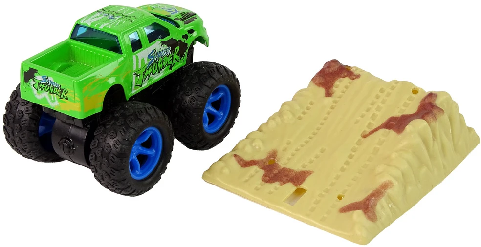 Lean Toys Žaislinis Monster Truck sunkvežimis su traukimo mechanizmu ir guminių padangų sistema