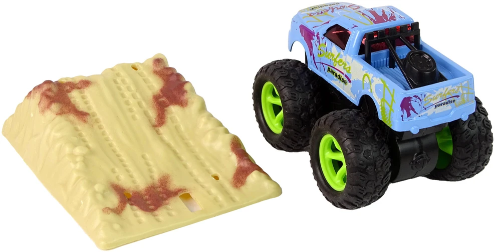 Lean Toys Žaislinis Monster Truck sunkvežimis su traukimo mechanizmu ir guminių padangų sistema