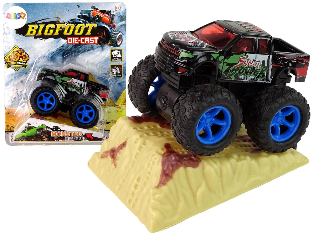 Lean Toys Žaislinis Monster Truck sunkvežimis su traukimo mechanizmu ir guminių padangų sistema