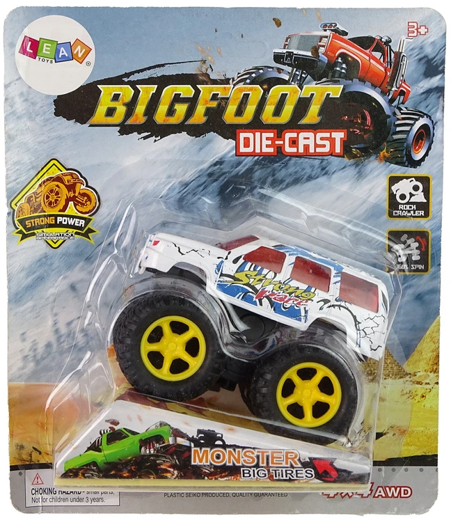 Lean Toys Žaislinis Monster Truck sunkvežimis su traukimo mechanizmu ir guminių padangų sistema