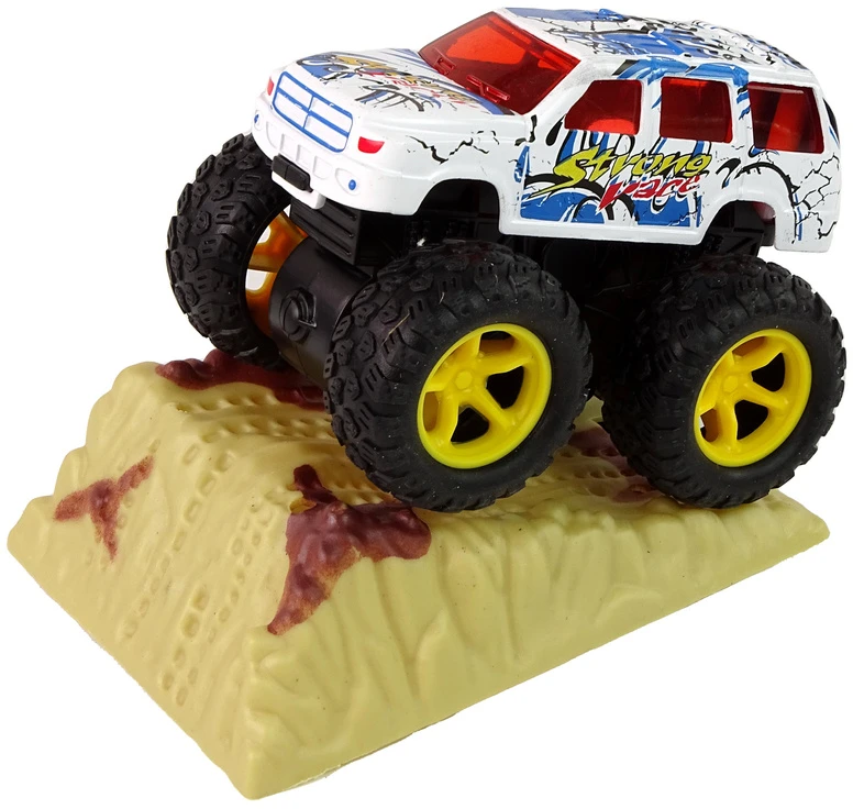Lean Toys Žaislinis Monster Truck sunkvežimis su traukimo mechanizmu ir guminių padangų sistema