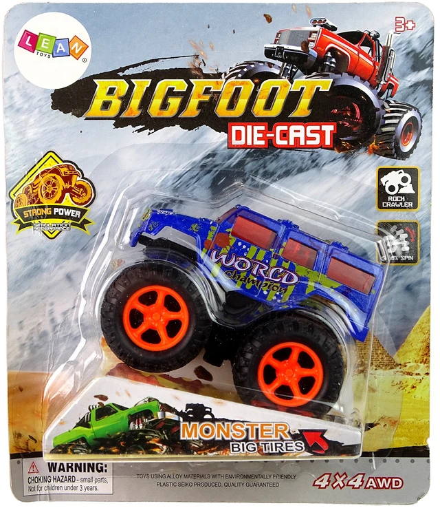 Lean Toys Žaislinis Monster Truck sunkvežimis su traukimo mechanizmu ir guminių padangų sistema