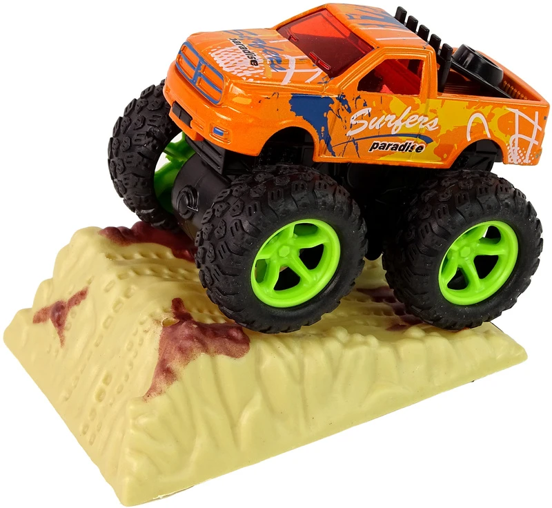 Lean Toys Žaislinis Monster Truck sunkvežimis su traukimo mechanizmu ir guminių padangų sistema