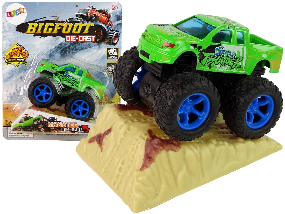 Lean Toys Žaislinis Monster Truck sunkvežimis su traukimo mechanizmu ir guminių padangų sistema