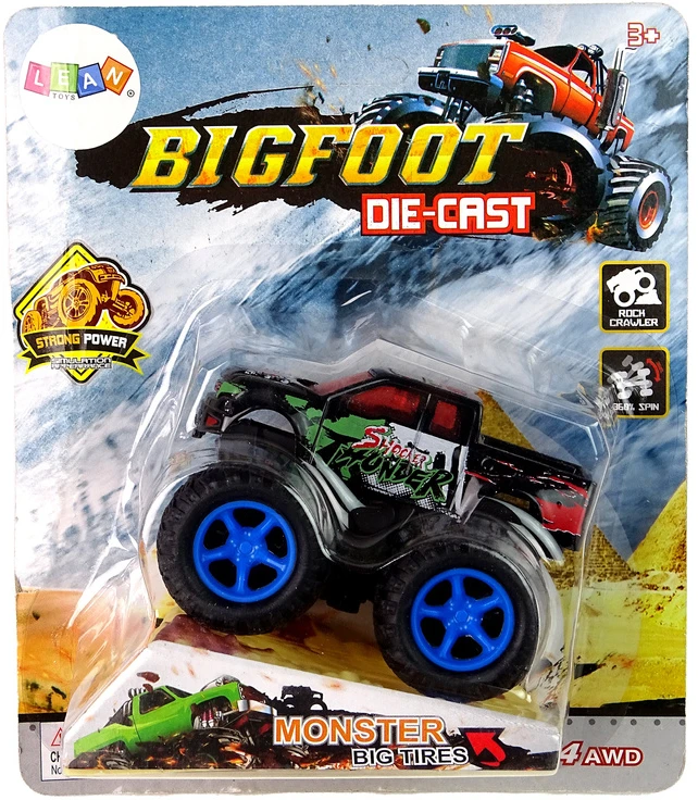 Lean Toys Žaislinis Monster Truck sunkvežimis su traukimo mechanizmu ir guminių padangų sistema