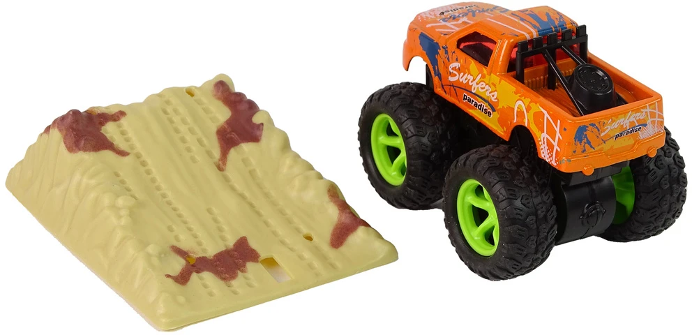 Lean Toys Žaislinis Monster Truck sunkvežimis su traukimo mechanizmu ir guminių padangų sistema