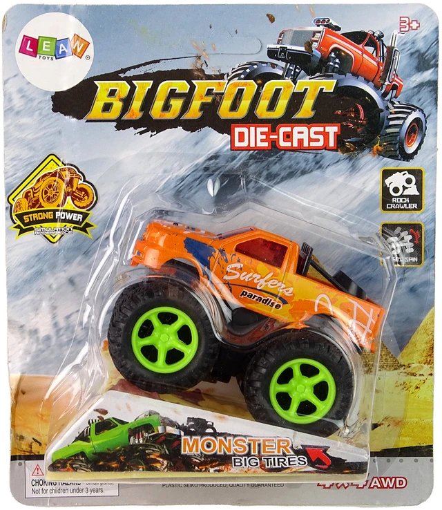 Lean Toys Žaislinis Monster Truck sunkvežimis su traukimo mechanizmu ir guminių padangų sistema