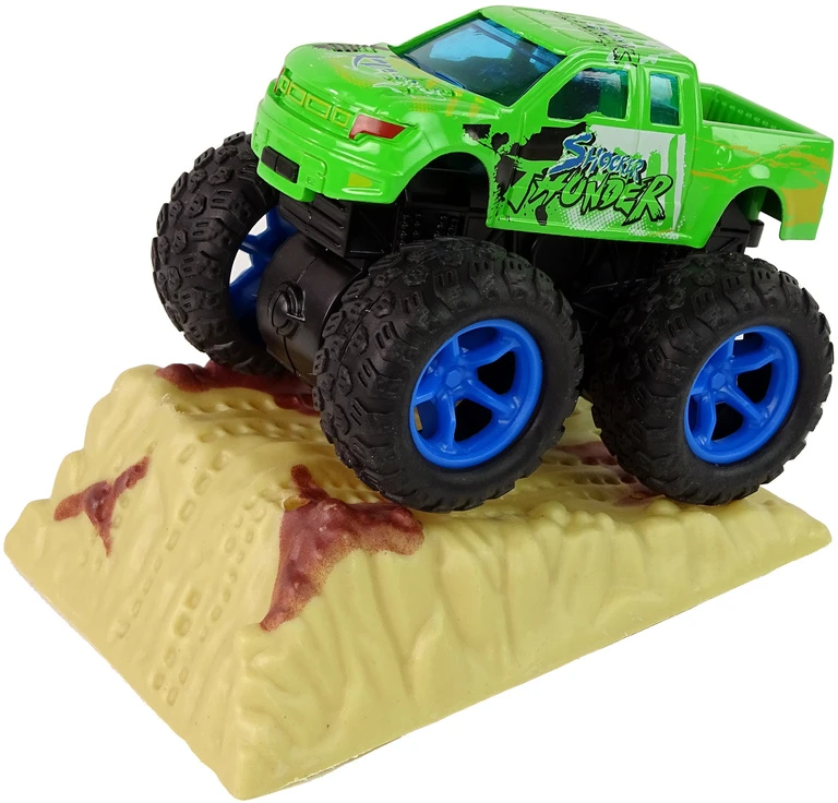 Lean Toys Žaislinis Monster Truck sunkvežimis su traukimo mechanizmu ir guminių padangų sistema
