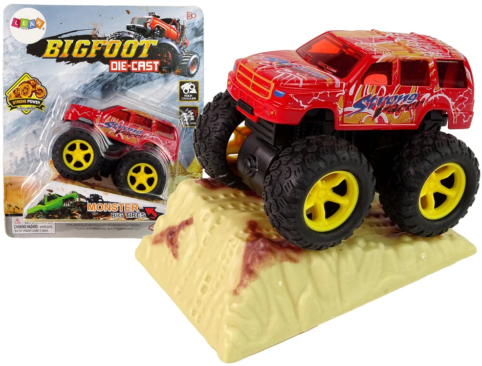 Lean Toys Žaislinis Monster Truck sunkvežimis su traukimo mechanizmu ir guminių padangų sistema