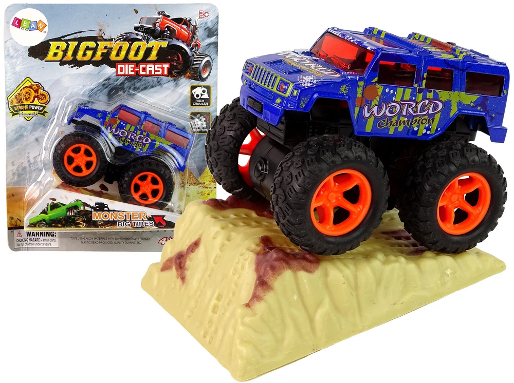 Lean Toys Žaislinis Monster Truck sunkvežimis su traukimo mechanizmu ir guminių padangų sistema