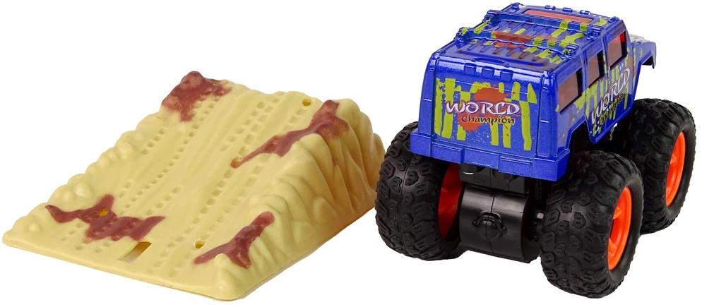 Lean Toys Žaislinis Monster Truck sunkvežimis su traukimo mechanizmu ir guminių padangų sistema