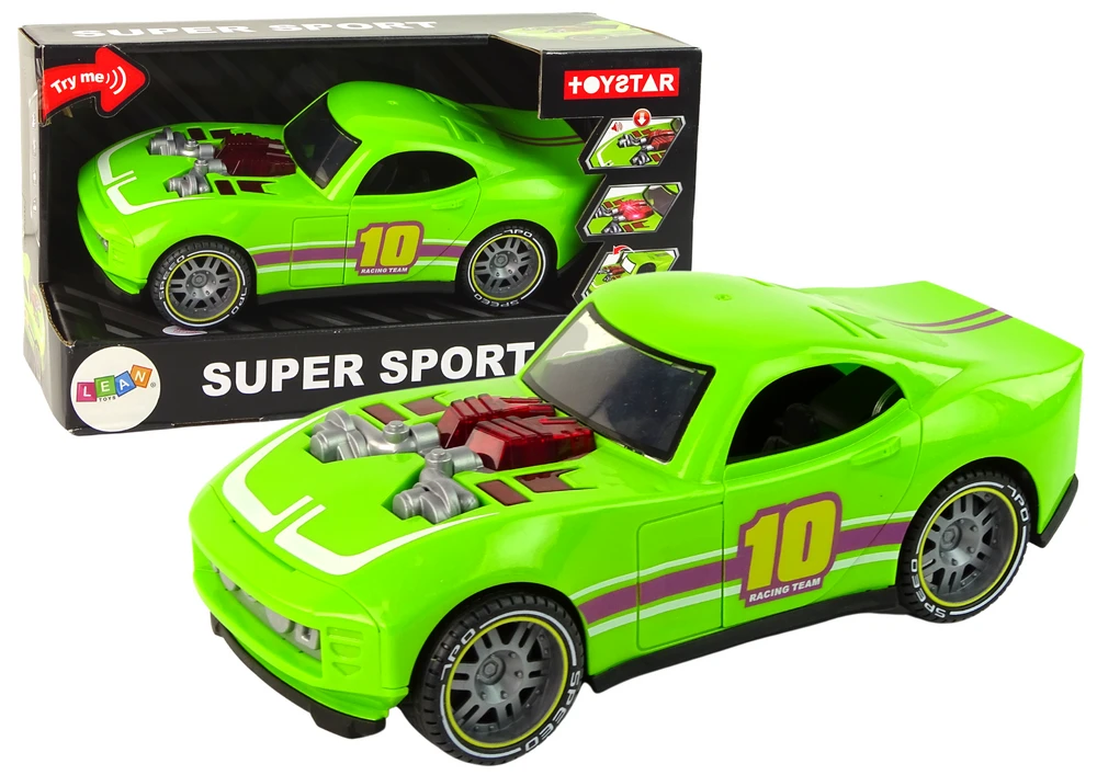 Lean Toys Žalias sportinis automobilis su garsais ir šviesomis