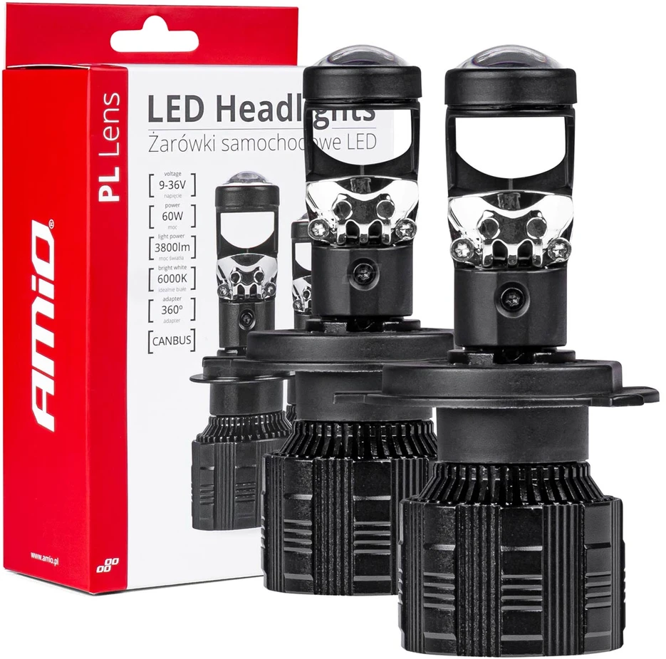 LED žibintų lemputės H4 PL Lens Series AMiO-03667
