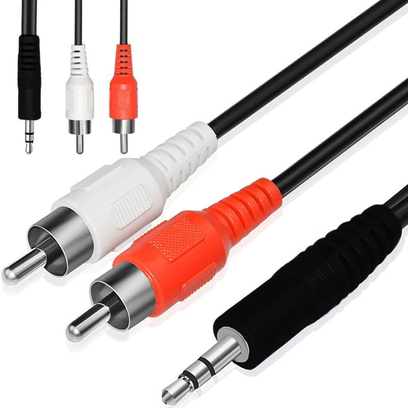 Aux kabelis, mini lizdas 3,5 mm, 2 RCA, RCA, stereo, 1,5 m, e398, 1 vnt.
