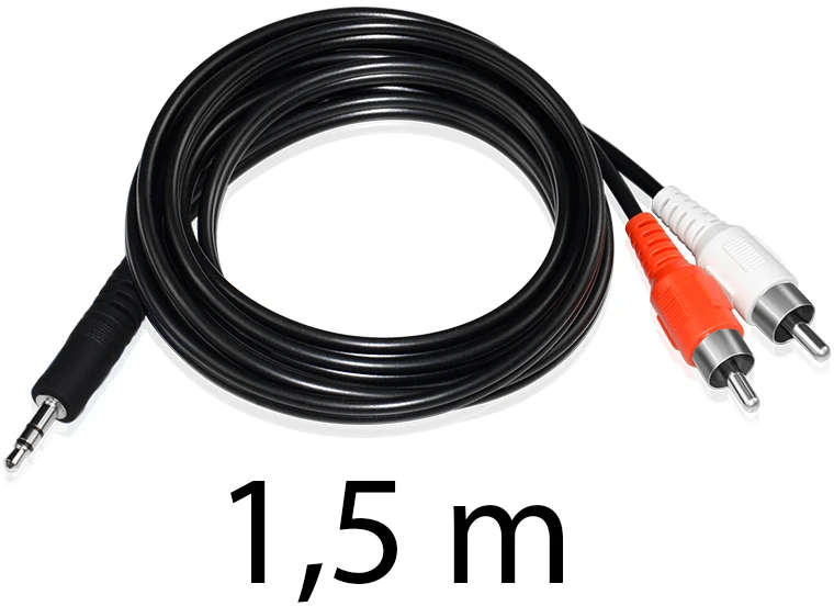 Aux kabelis, mini lizdas 3,5 mm, 2 RCA, RCA, stereo, 1,5 m, e398, 1 vnt.
