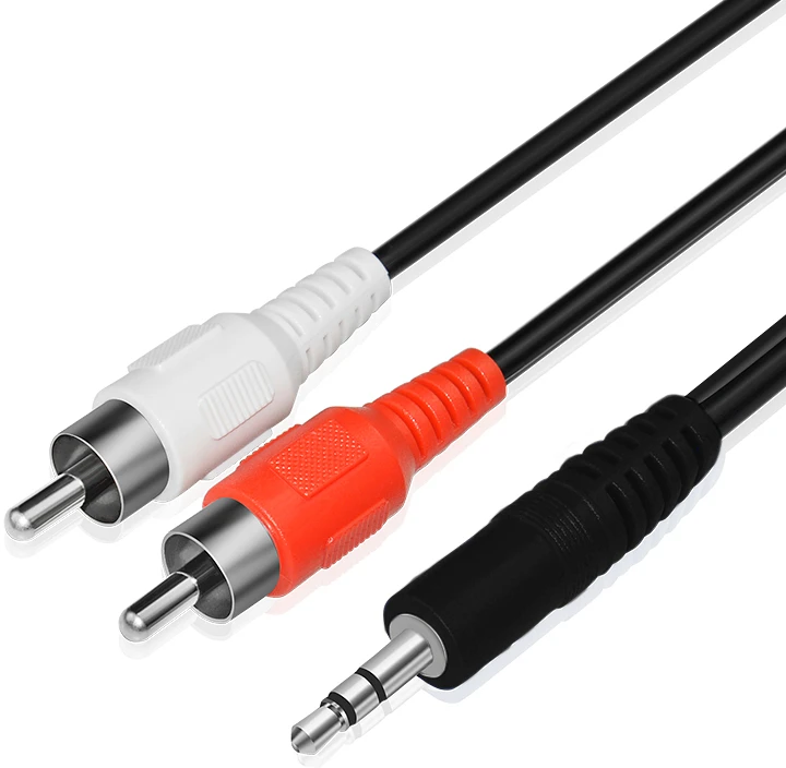 Aux kabelis, mini lizdas 3,5 mm, 2 RCA, RCA, stereo, 1,5 m, e398, 1 vnt.