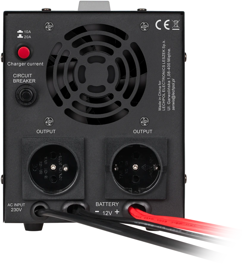 Nepertraukiamo maitinimo šaltinis Rebel POWER-1000 - inverteris su gryna sinusine banga ir įkrovimo funkcija 12V 230V 1000VA 700W