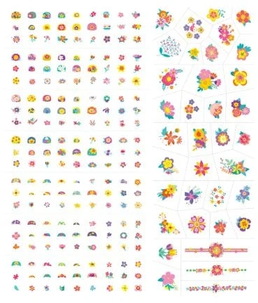 AVENIR 230+ nagų lipdukų ir tatuiruočių „Gėlės“