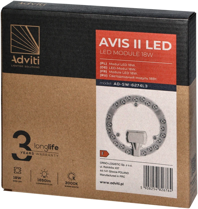 Orno AVIS II LED šviesos diodų panelė 18 W, 1650 lm, 3000 K, ? 176
