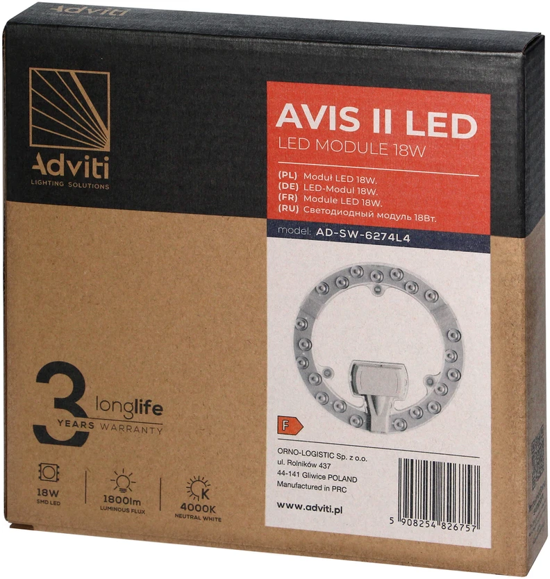 Orno AVIS II LED šviesos diodų panelė 18 W, 1800 lm, 4000 K, ? 176