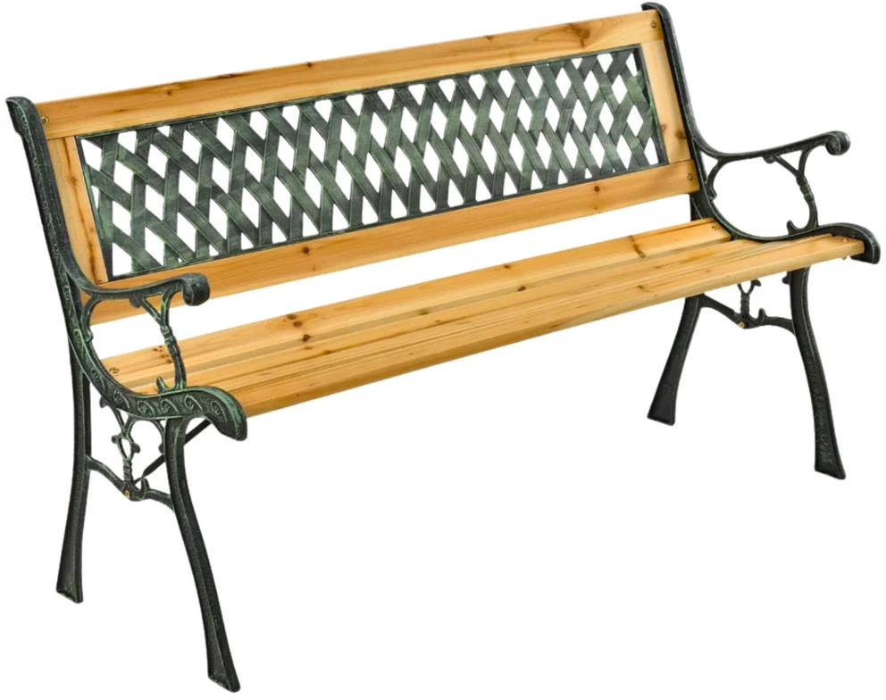 Sodas suoliukas Lean iš tuopos medienos ir metalo, 125 cm