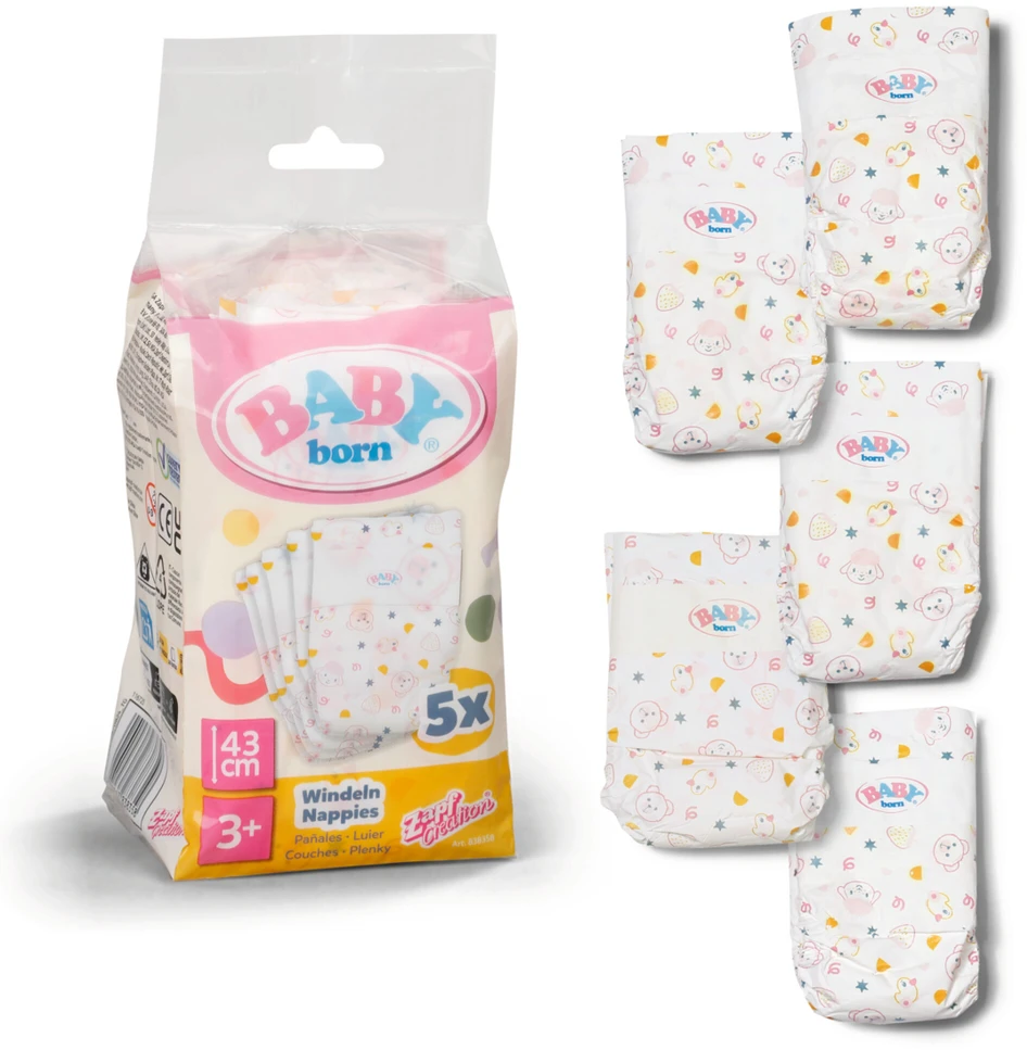 Baby Born - sauskelnės, 5 vnt. pakuotė (838358)