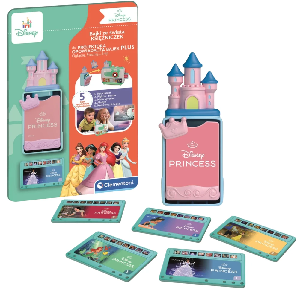 Clementoni Skaidrių kortelių rinkinys „Disney Princesses“, lenkų kalba, 5 vnt.