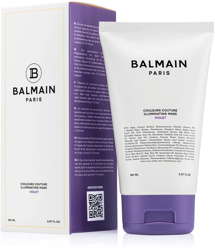 Balmain Paris Balmain Professional Couleurs Couture plaukų dažymo kaukė „Kreminis“ su šviesinančia violetine spalva, 150 ml