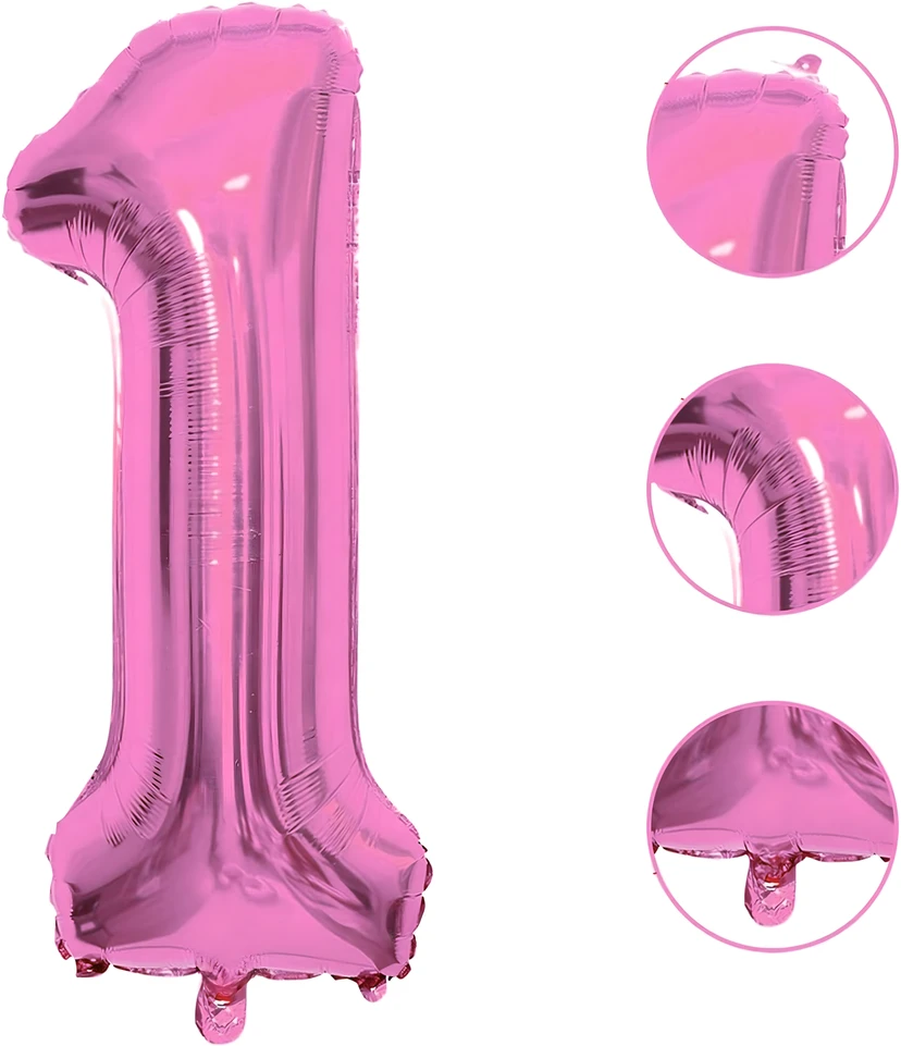 Balony Balionai 1-ojo gimtadienio mergaitei, vienerių metų mergaitei, 5 žvaigždučių balionų rinkinys