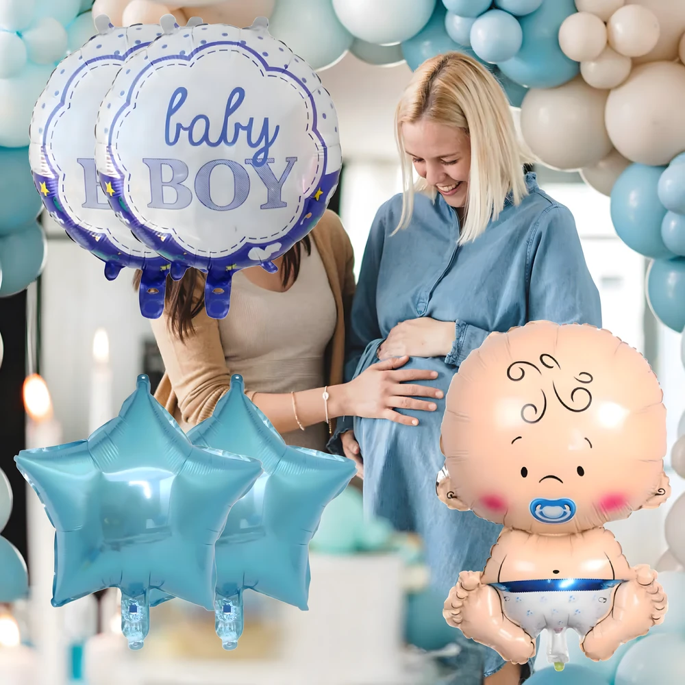Balony Kūdikio sutiktuvių balionai, 5 žvaigždučių balionų rinkinys berniukui