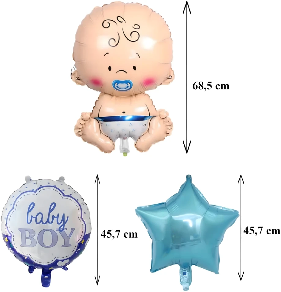 Balony Kūdikio sutiktuvių balionai, 5 žvaigždučių balionų rinkinys berniukui