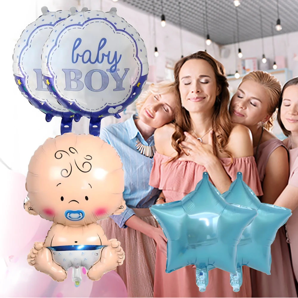 Balony Kūdikio sutiktuvių balionai, 5 žvaigždučių balionų rinkinys berniukui