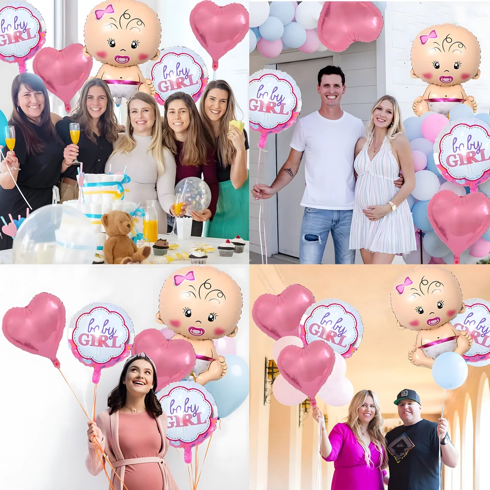 Balony Kūdikio sutiktuvių balionų rinkinys, 5 žvaigždutės, mergaitė