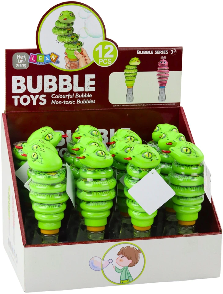 Lean Toys Žalios muilo burbulų gyvatės žaislas su judančia galva