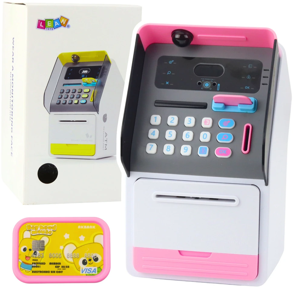 Lean Toys Vaikiškas bankomatas su PIN kodu, 27 x 17.5 x 15.5 cm