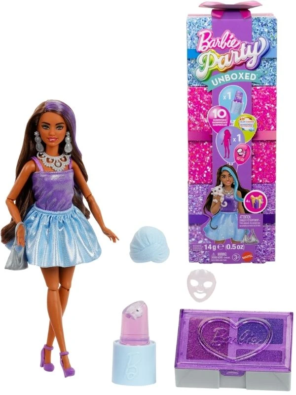 Mattel Barbie Barbė - Glam Party neišpakuota violetinė maža lėlė (JFY66)