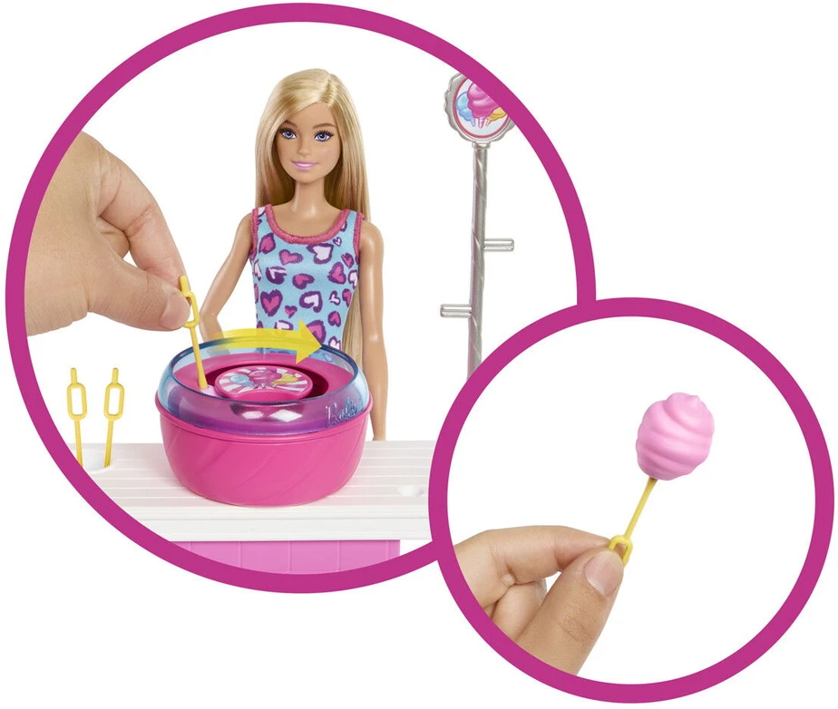 Barbie Barbė - Paslaptingos cukraus vatos ir žaidimų rinkinys (JFV67)