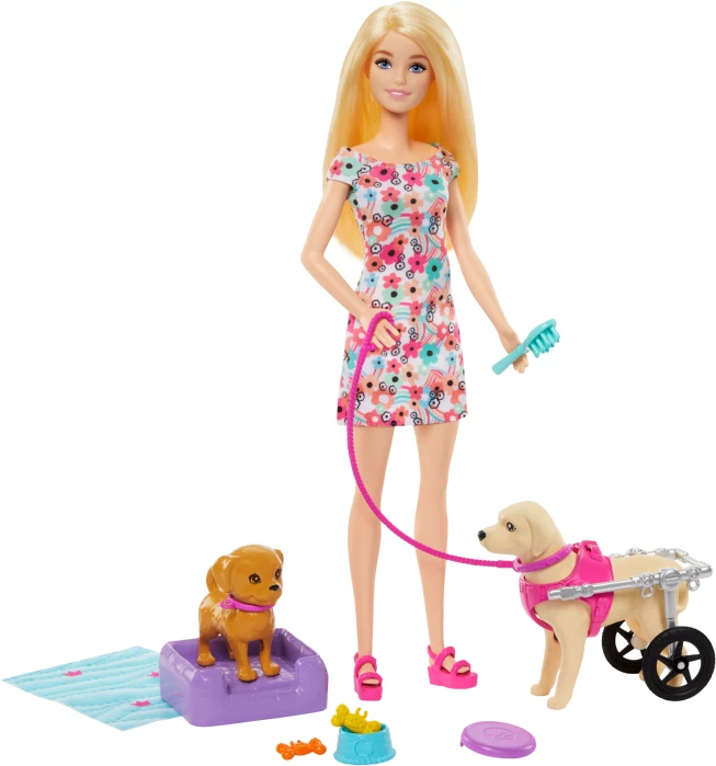 Lėlė Barbie HTK37 Walk and Wheel Pet Playset