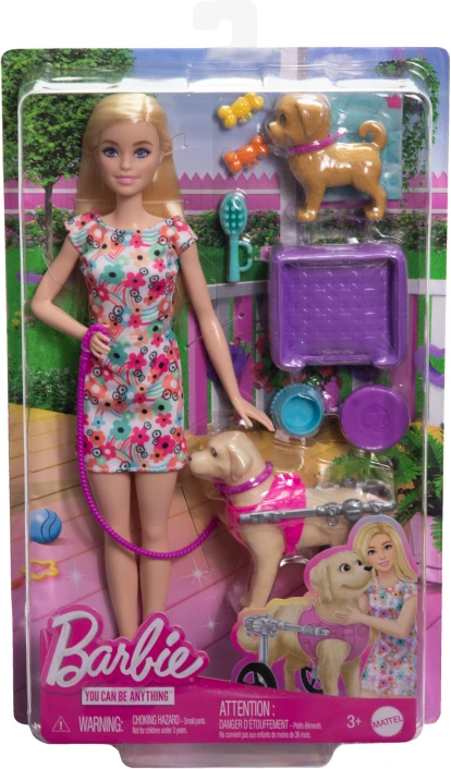 Lėlė Barbie HTK37 Walk and Wheel Pet Playset